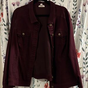 Women's Denim Jacket - Deep Burgundy